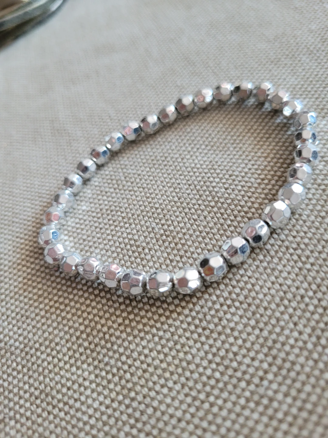 Silver Beaded Stretchy Bracelet