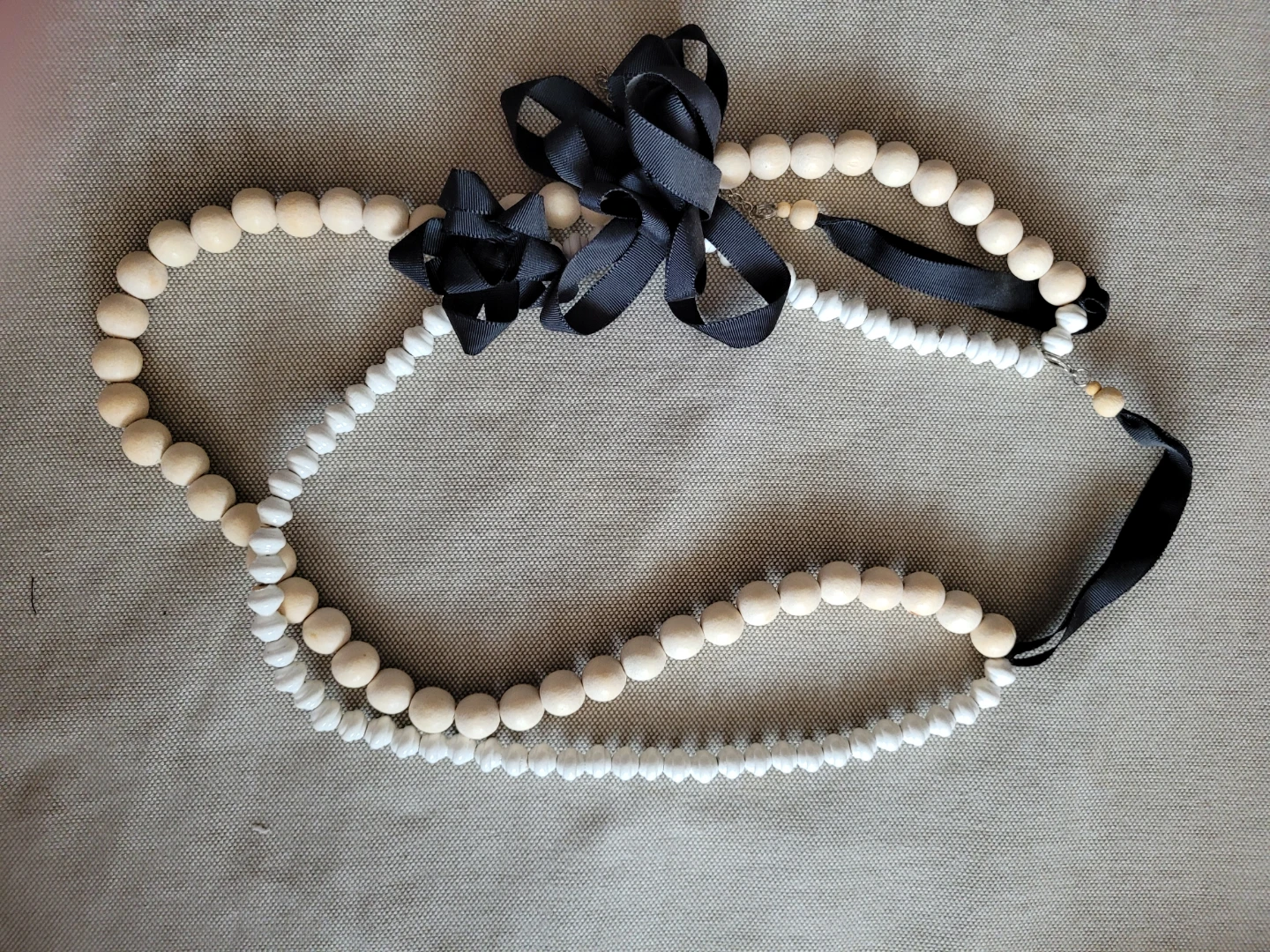 Beaded Garland with Black Ribbon