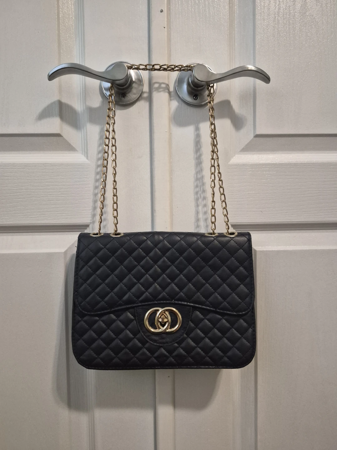 Black Quilted Chain Shoulder Bag