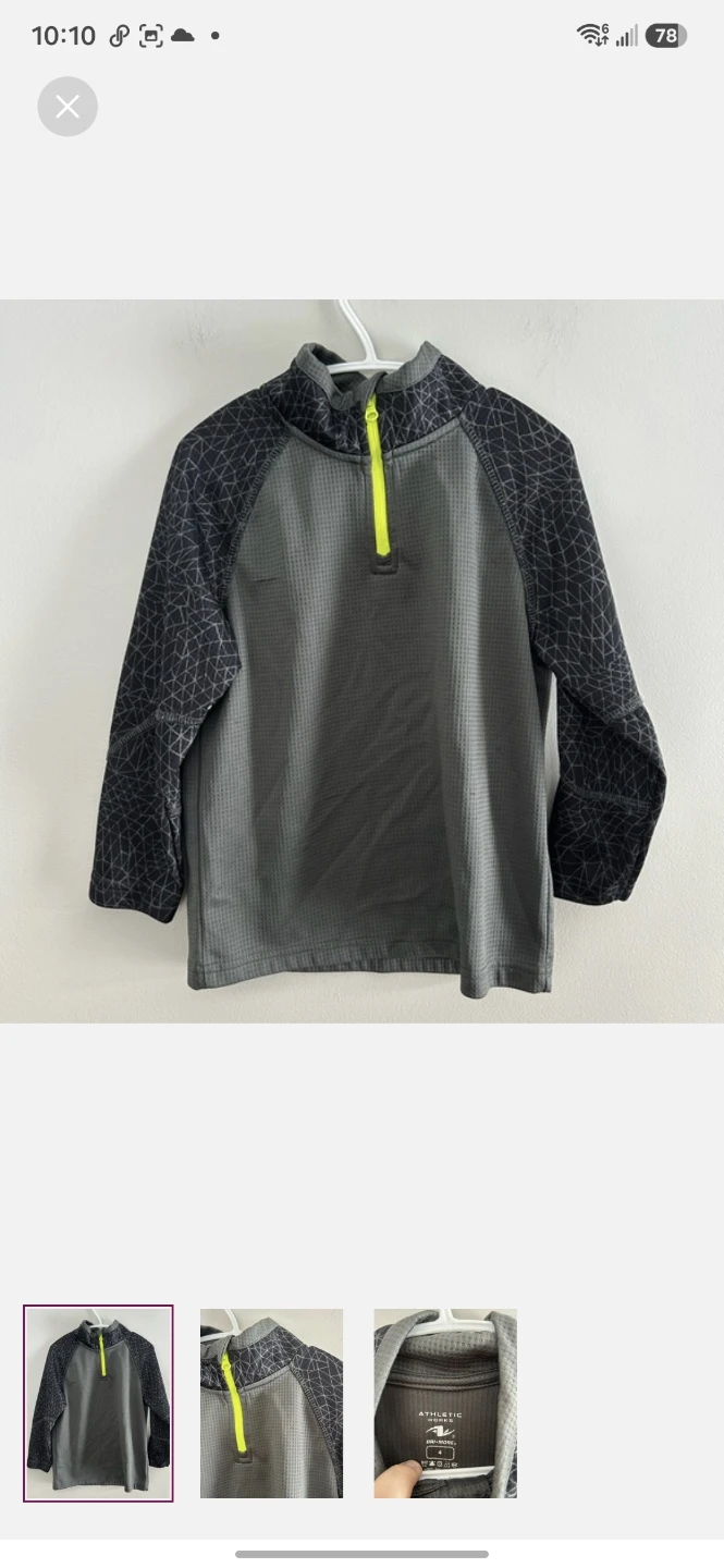 Athletic Works Kids 1/4 Zip Pullover Size 4