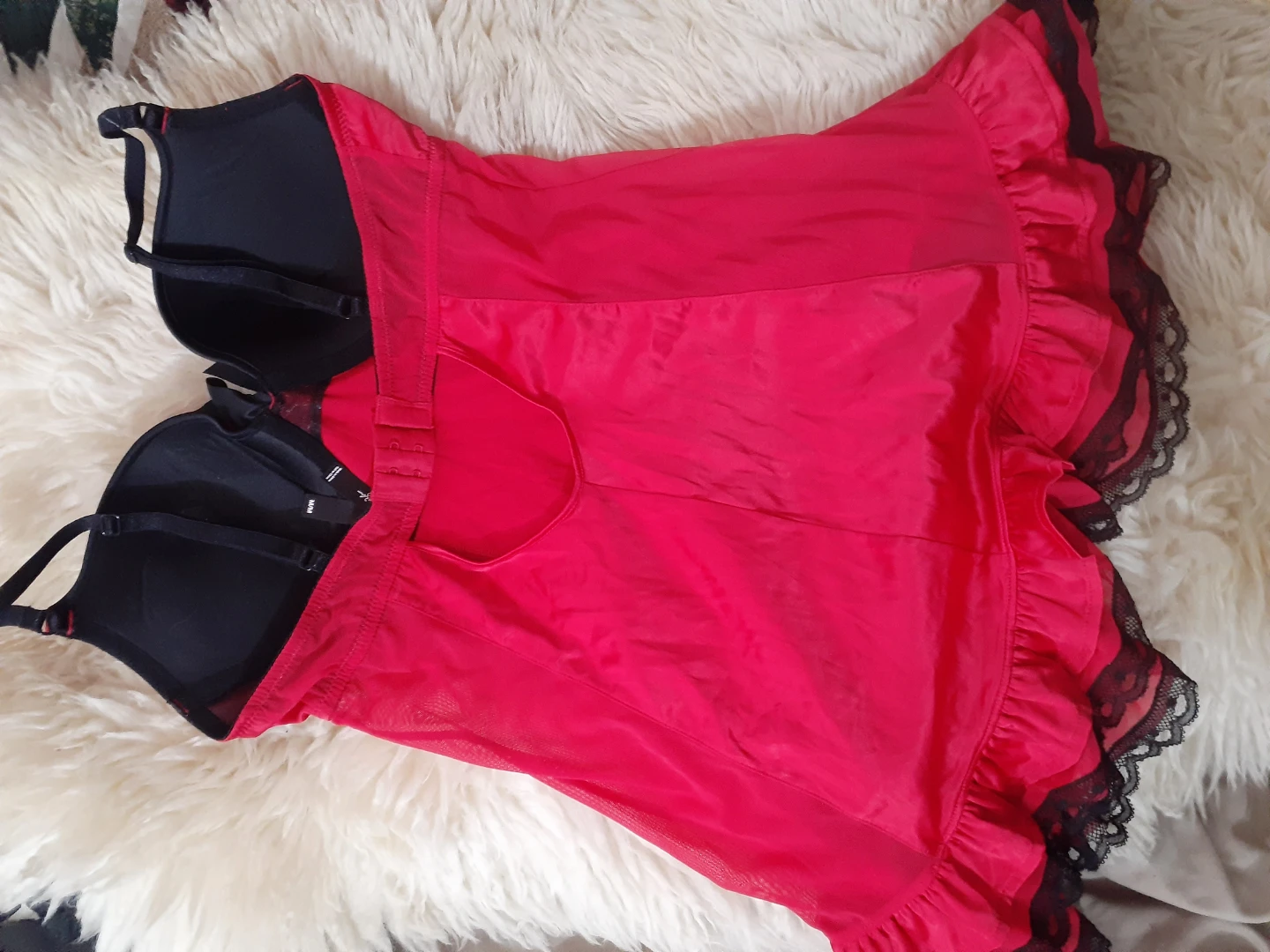 Red & Black Lace Babydoll Lingerie - M/M - photo 2