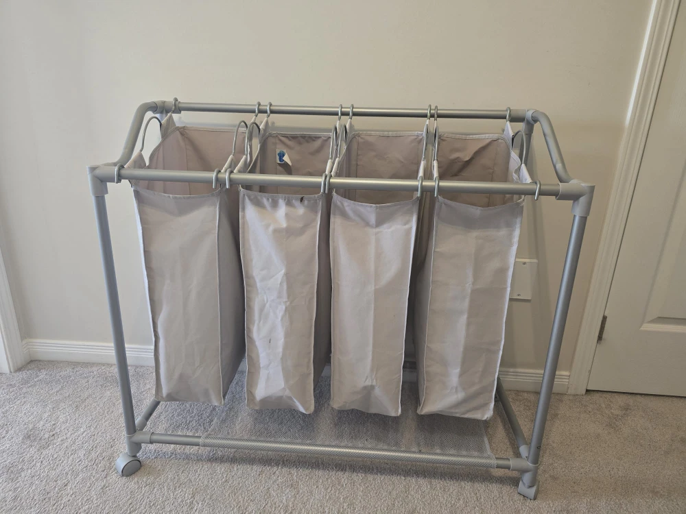 4-Section Laundry Sorter Cart
