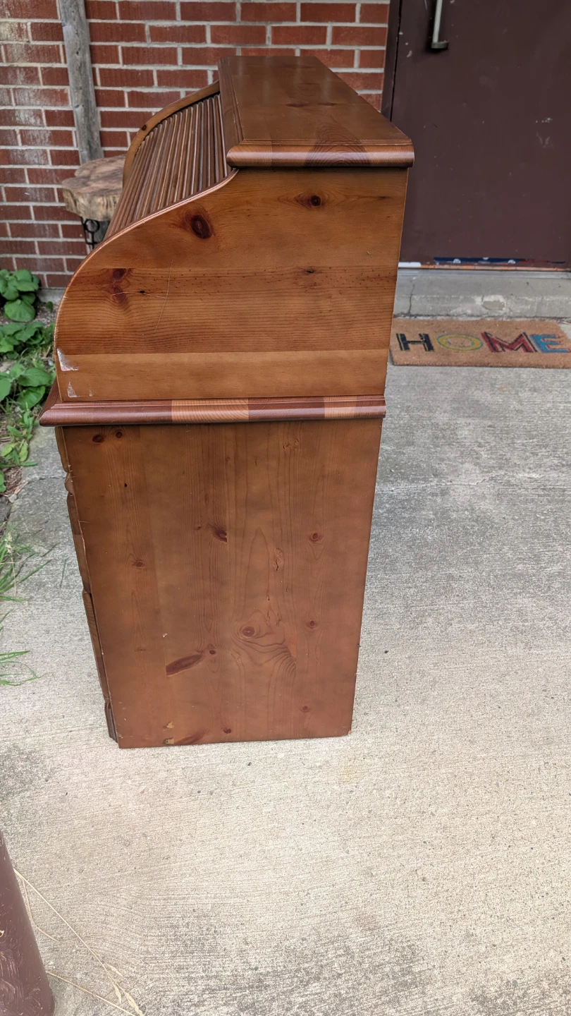 Vintage Wooden Roll Top Desk - photo 3
