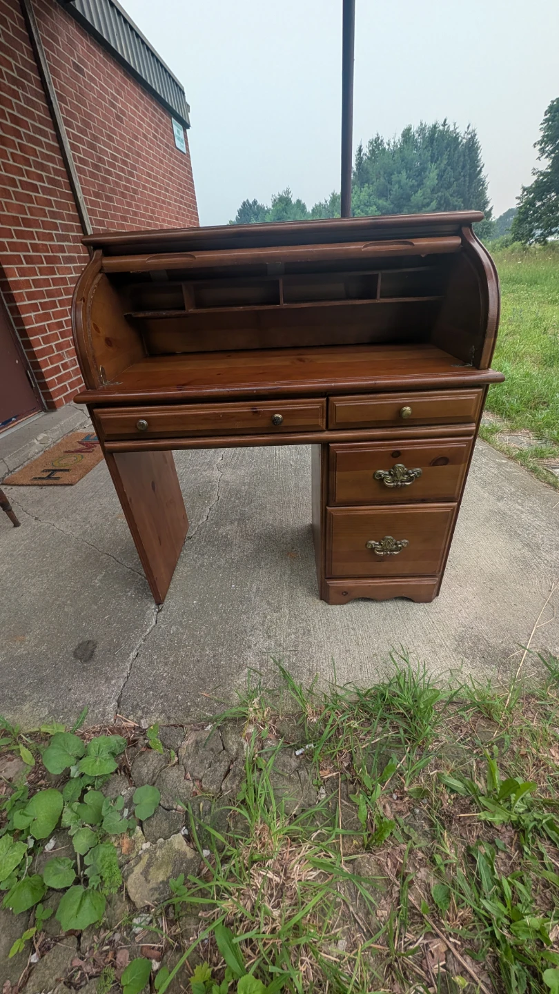 Vintage Wooden Roll Top Desk - photo 5