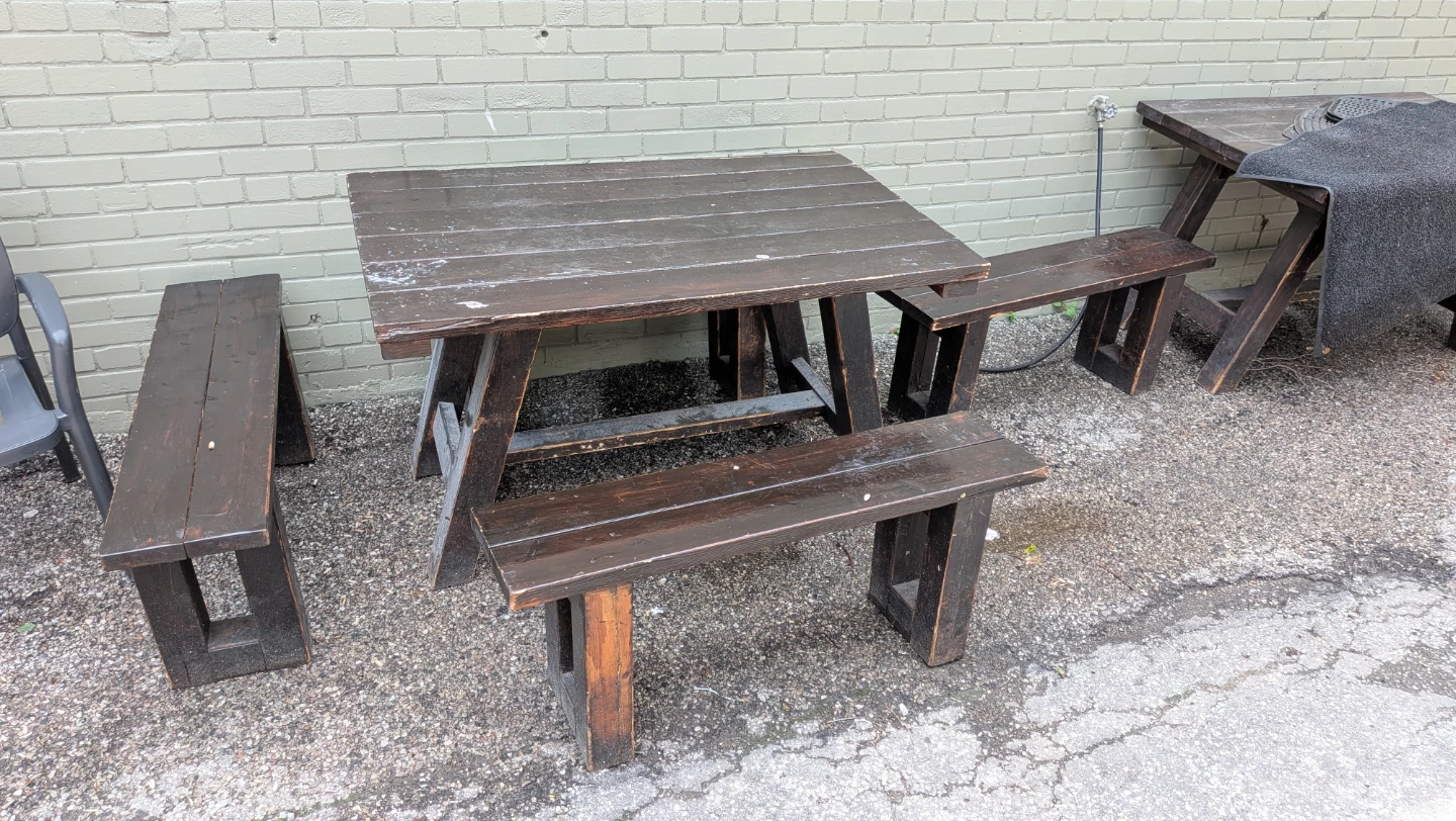 Wooden Picnic Table with  a  Bench