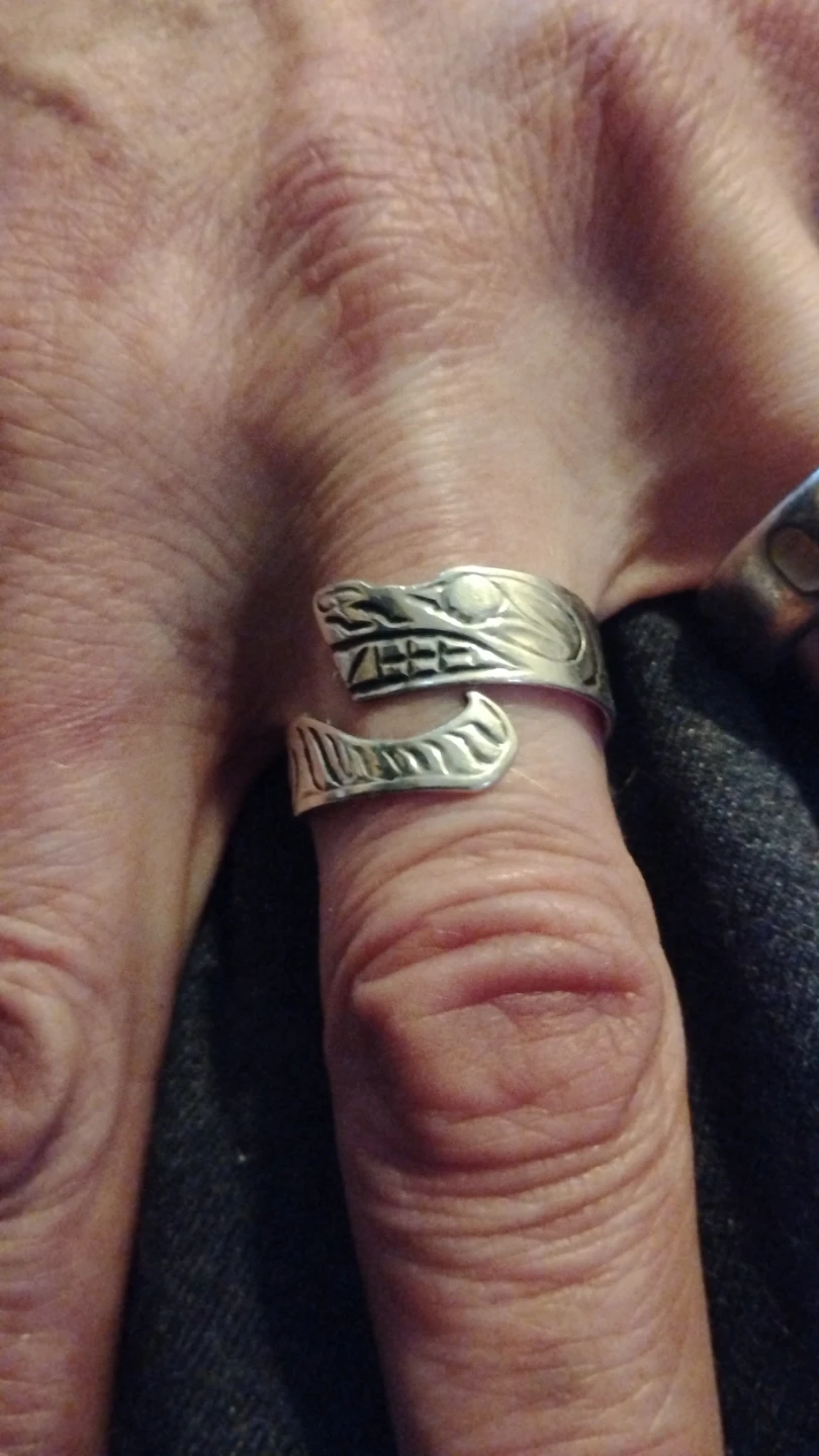 925 Sterling Silver Native Carved Animal Wrap Ring