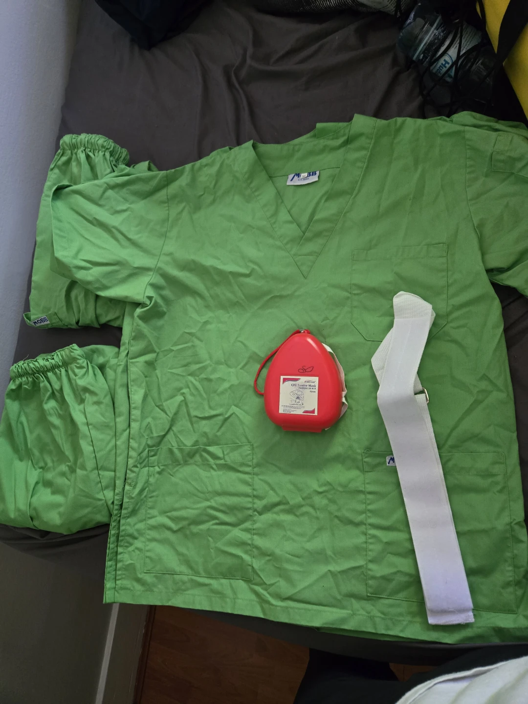 HCA Green Scrub Set with Red CPR Mask - photo 2