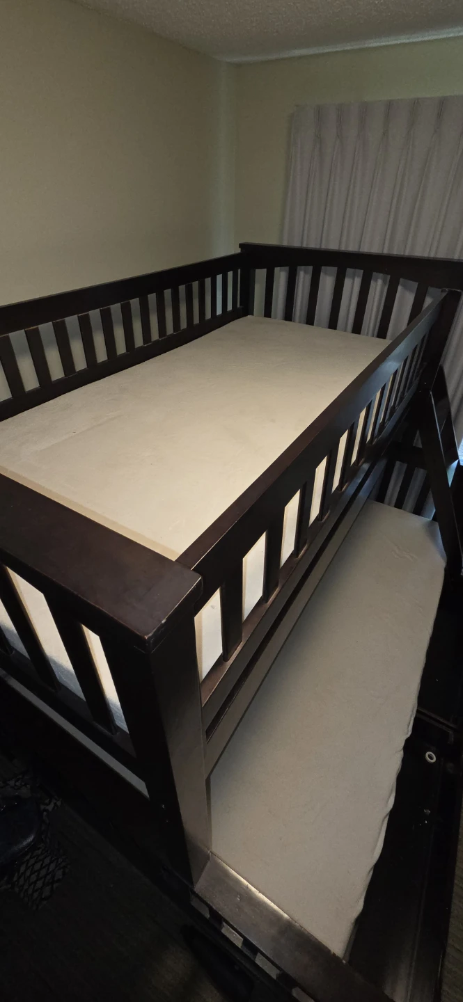 Dark Brown Triple Bunk Bed with Trundle