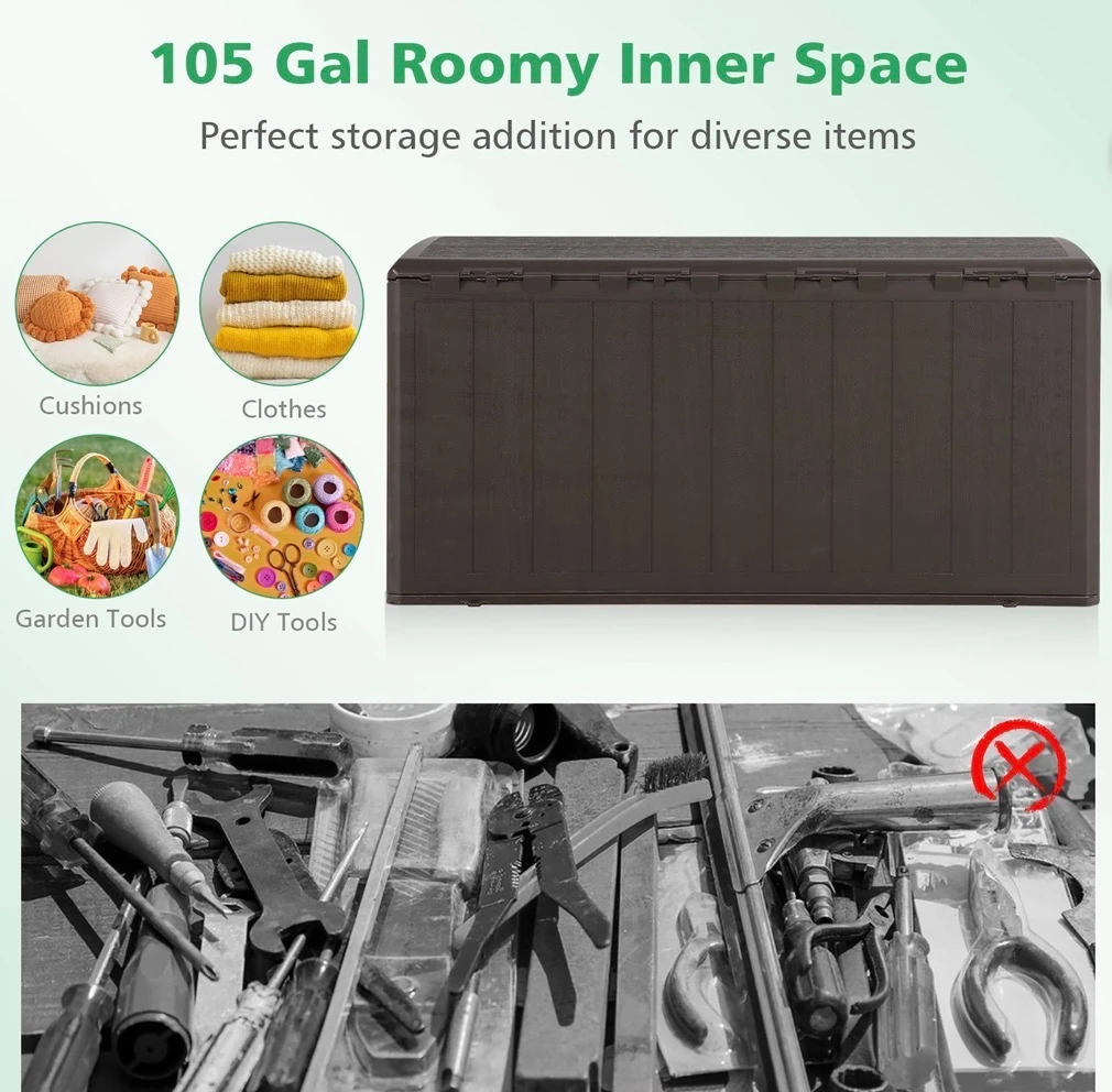 Brown Storage Deck Box Bench - 105 Gallon - photo 4