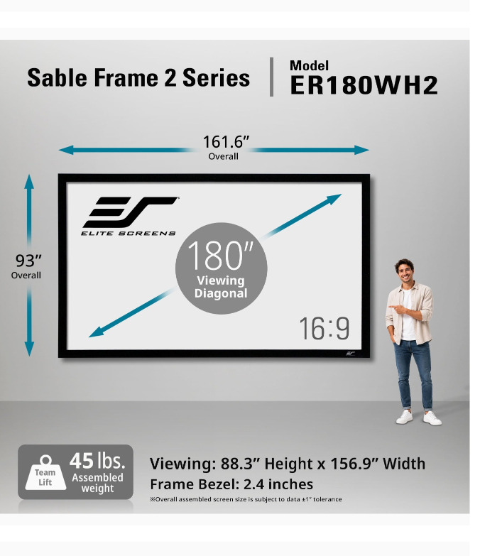 Elite Screens Sable Frame 2 180-inch Projector Screen - photo 3