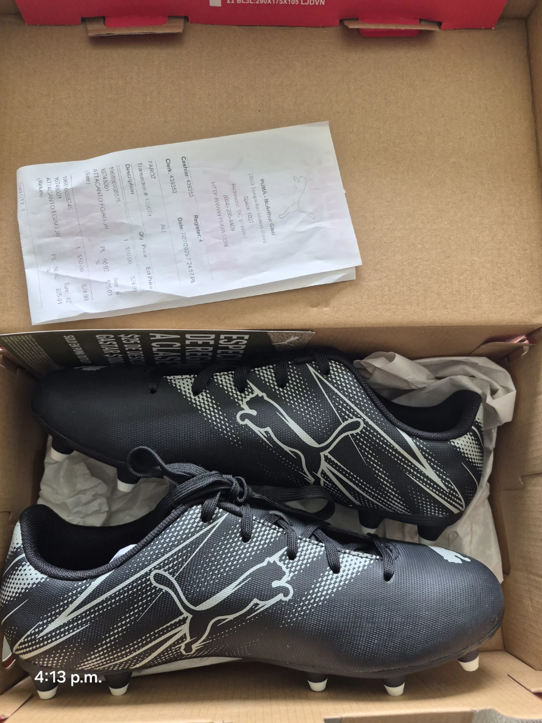 Puma Attacanto FG/AG Jr Soccer Cleats - Size 6 Youth