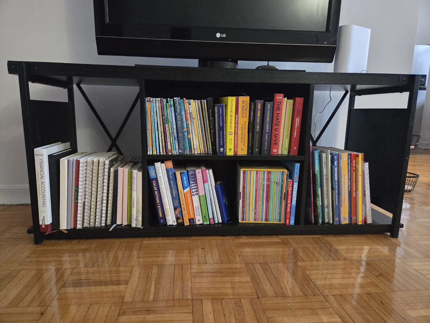 Black TV Stand with Bookshelf (delivery included)