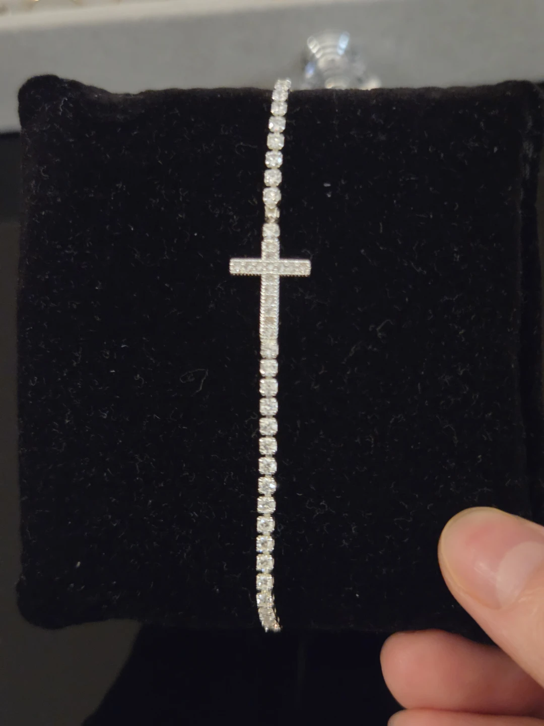 Cross Tennis Bracelet with Rhinestones - photo 2