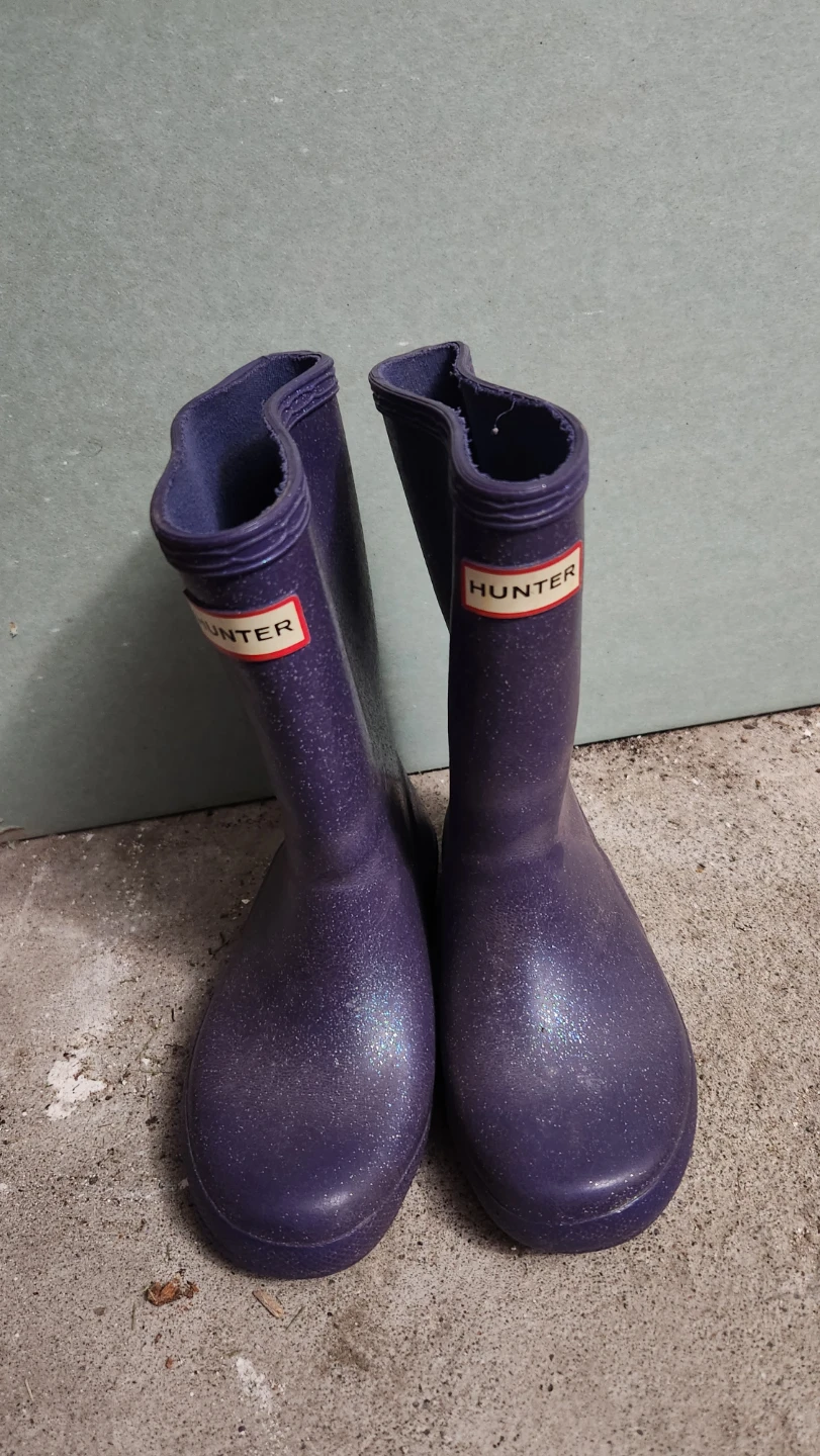 Hunter Kids Rubber Boots Size 10 Purple Glitter