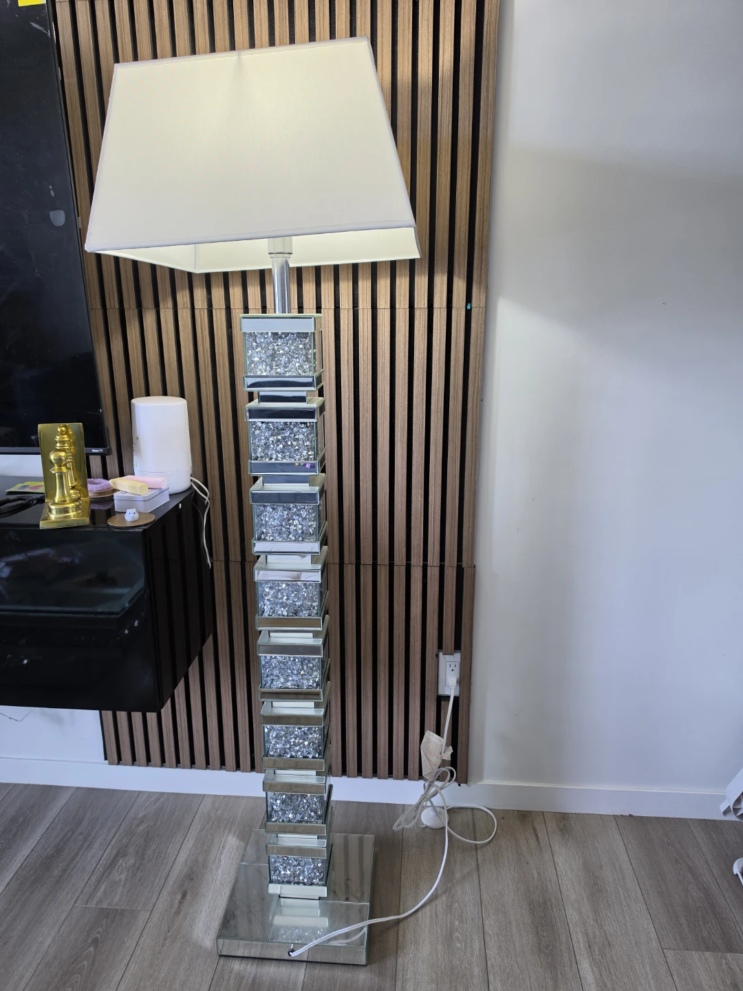 Memphis 54.3" Glam Floor Lamp - Glass, Mirror & Acrylic Crystals