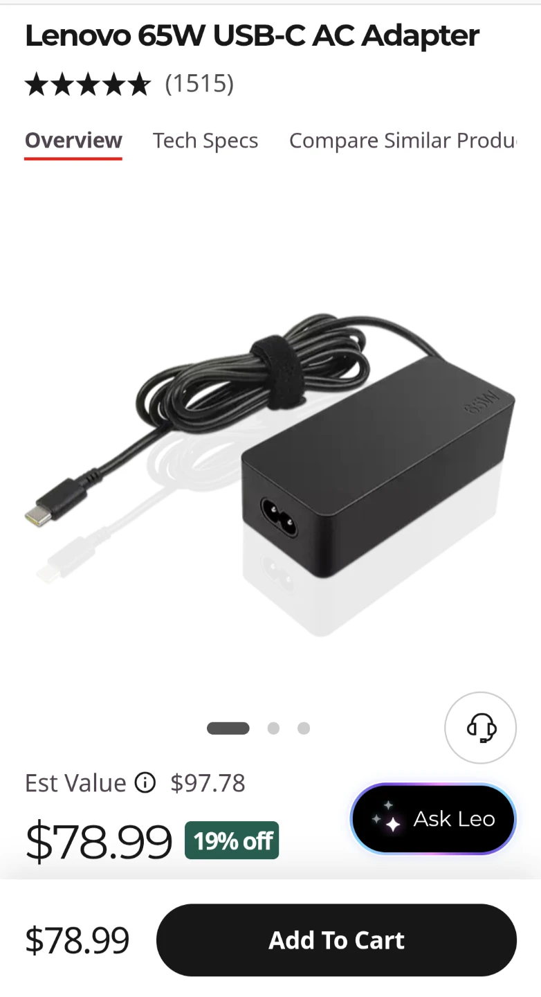 Lenovo USB-C laptop charger