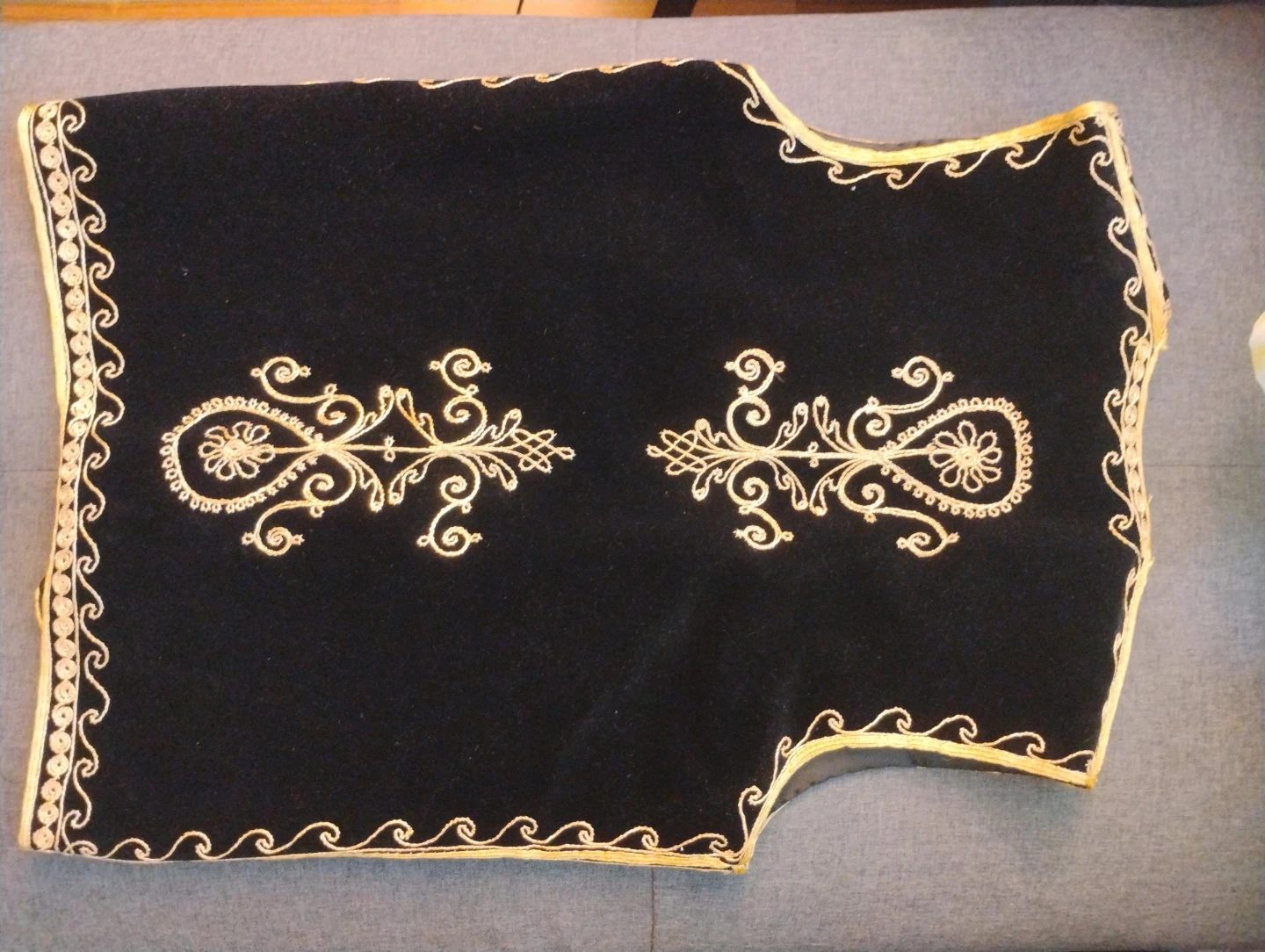 Black Embroidered Vest with Gold Trim - photo 2