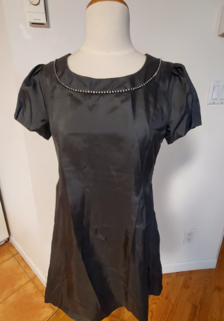 Black Dress with Embellished Neckline