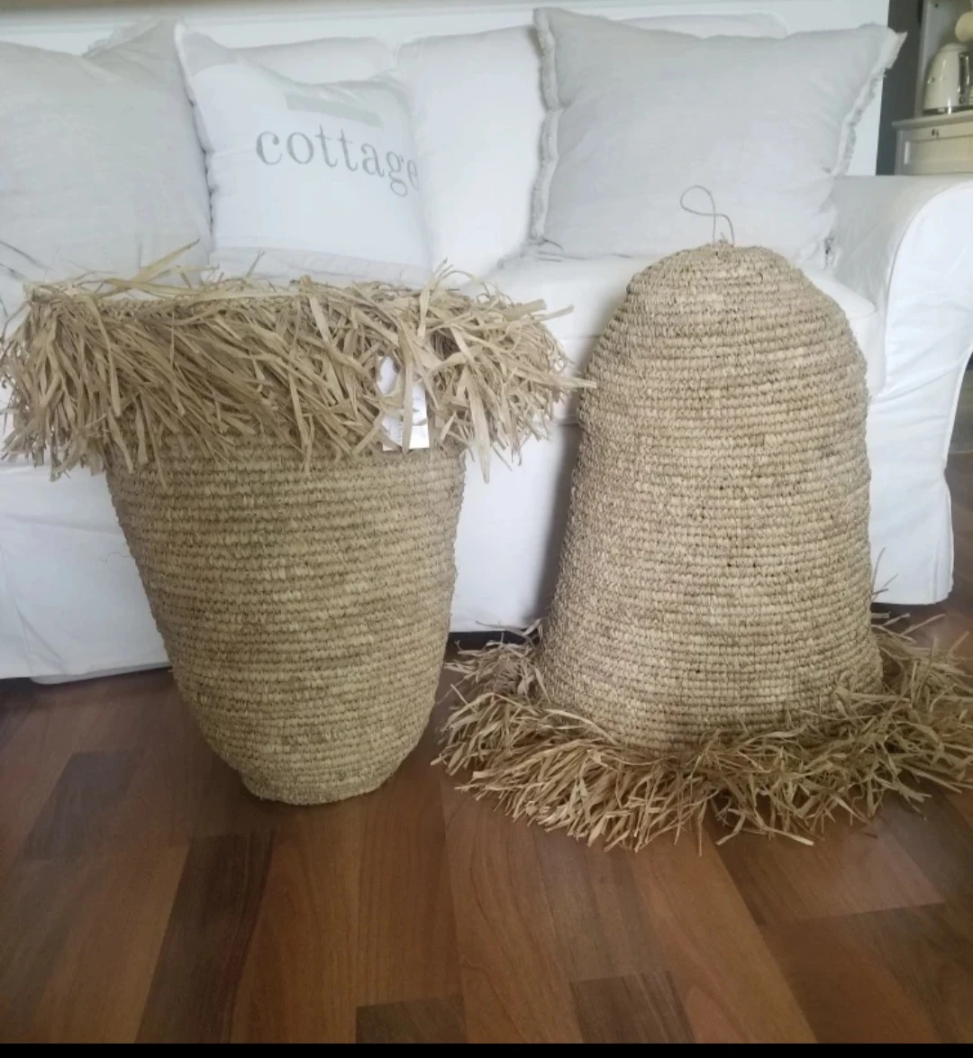 NEW Set of 2 XL Boho Raffia Lampshades | Indaba - photo 3