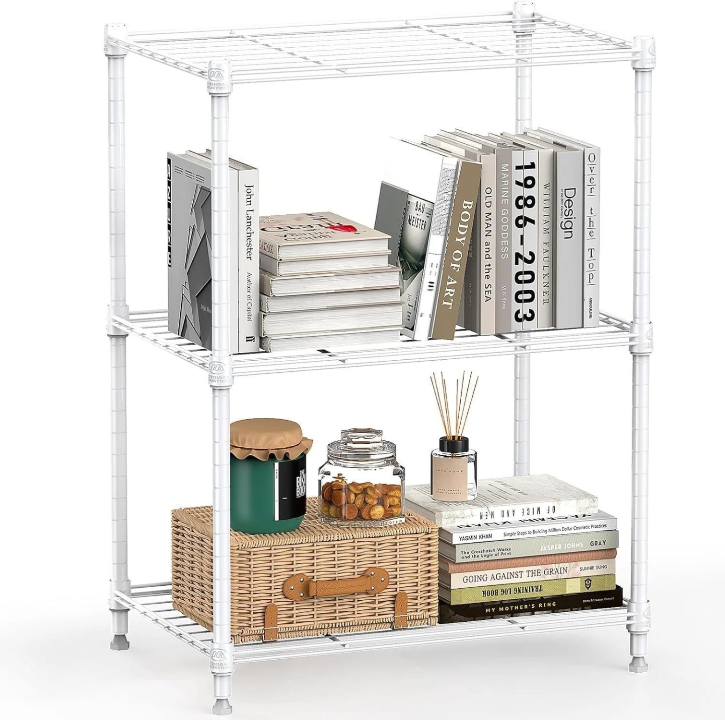 3-Tier White Wire Shelving Unit