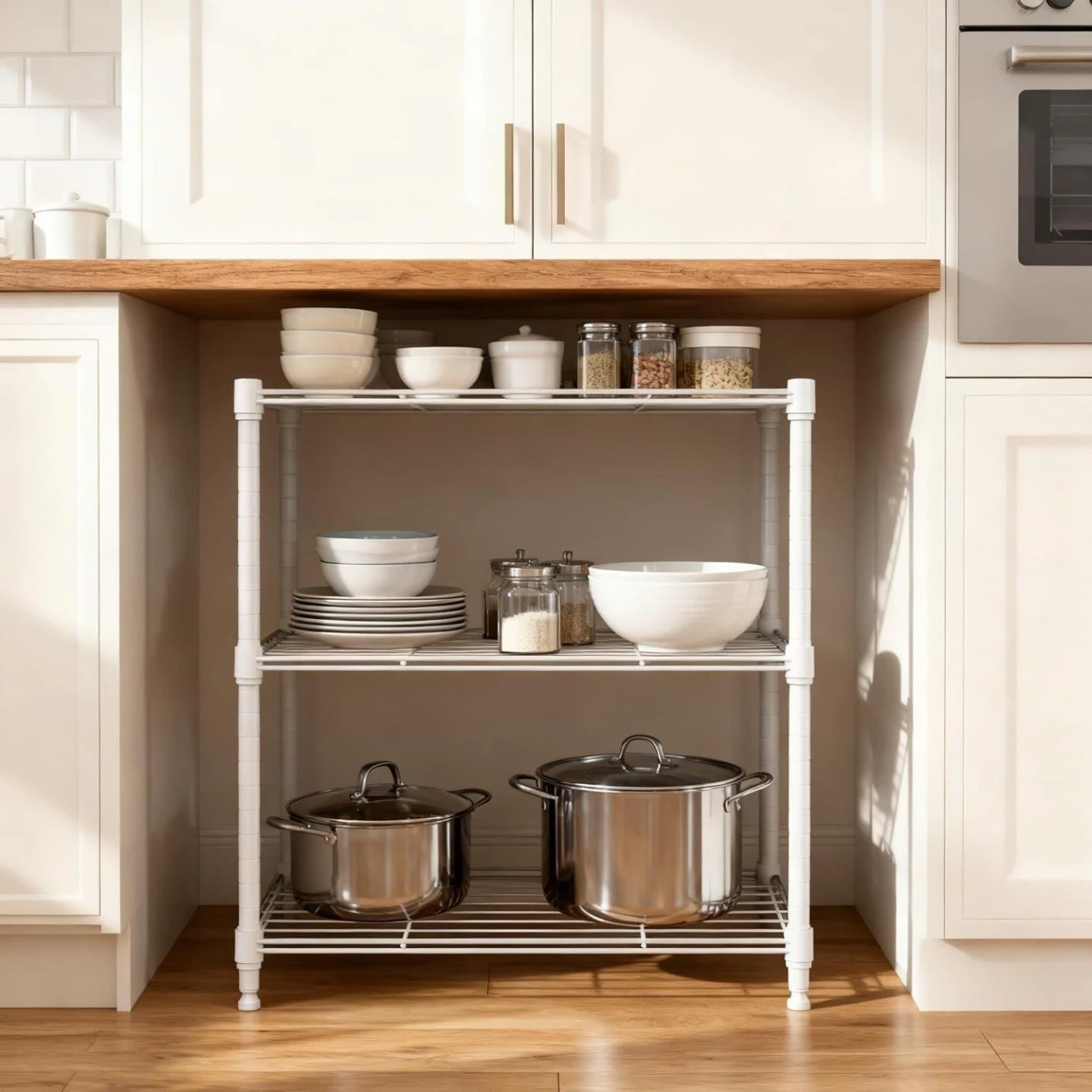 3-Tier White Wire Shelving Unit - photo 3