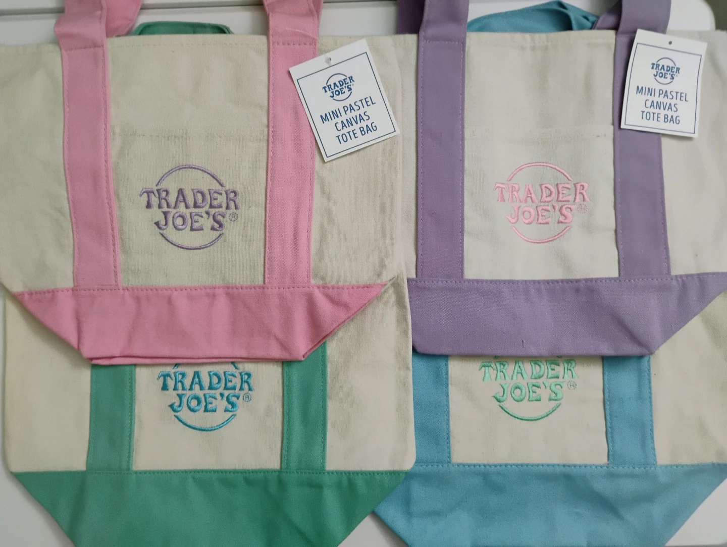 Trader Joe's Mini Pastel Canvas Tote Bag