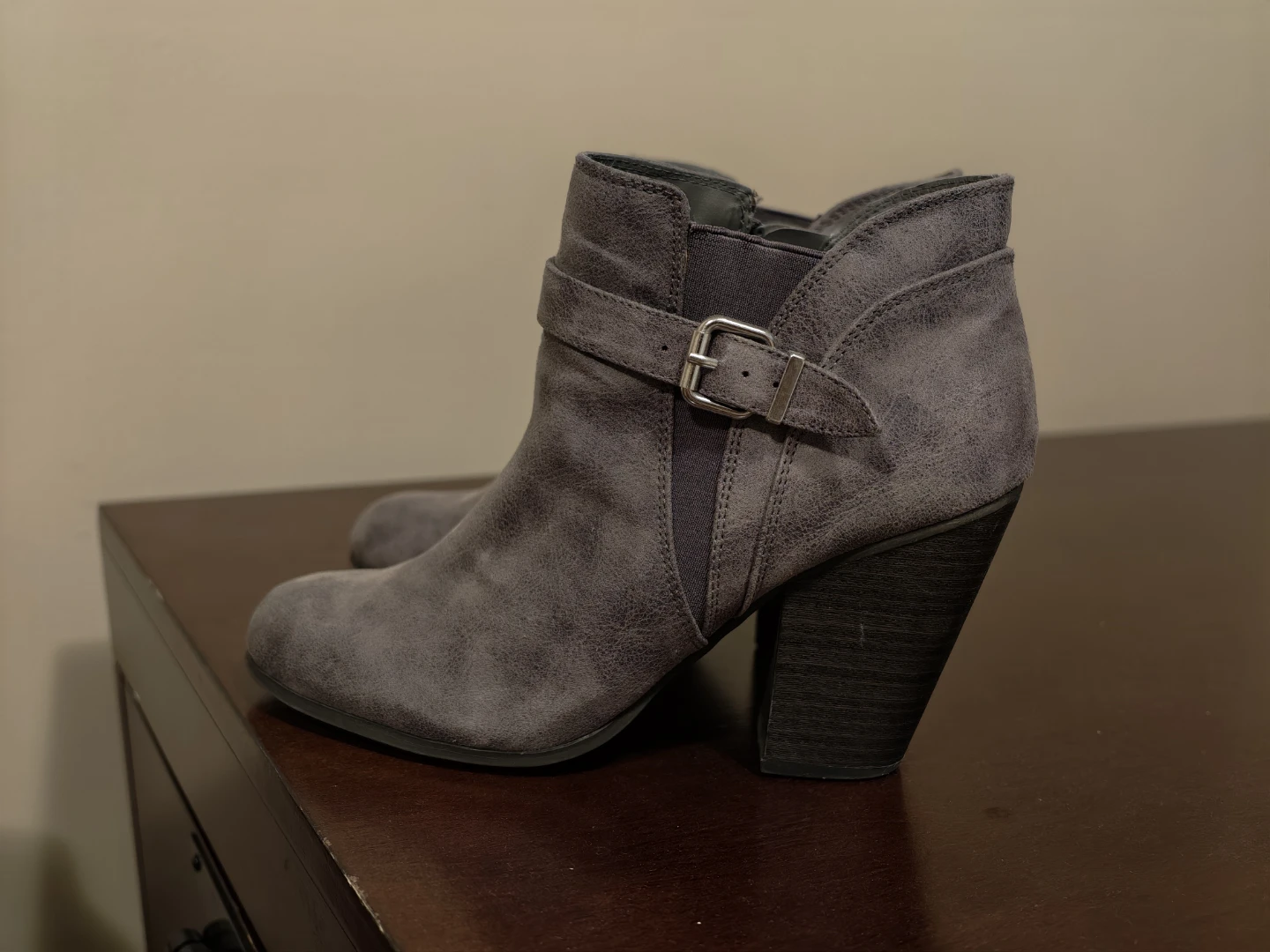 Fergalicious Grey Suede Ankle Boots Size 8 US