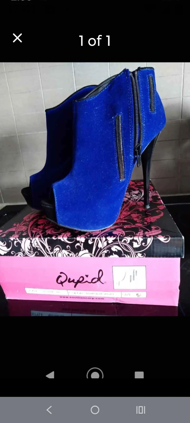 Qupid Royal Blue Peep-Toe Ankle Boots