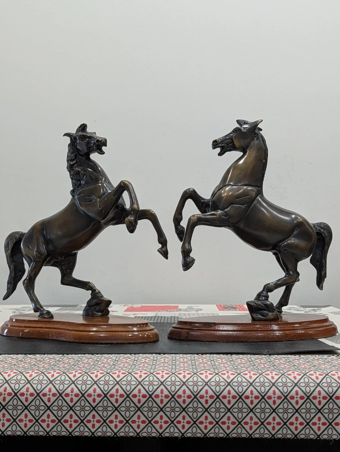 Solid Bronze Rearing Horse Statues (Pair)