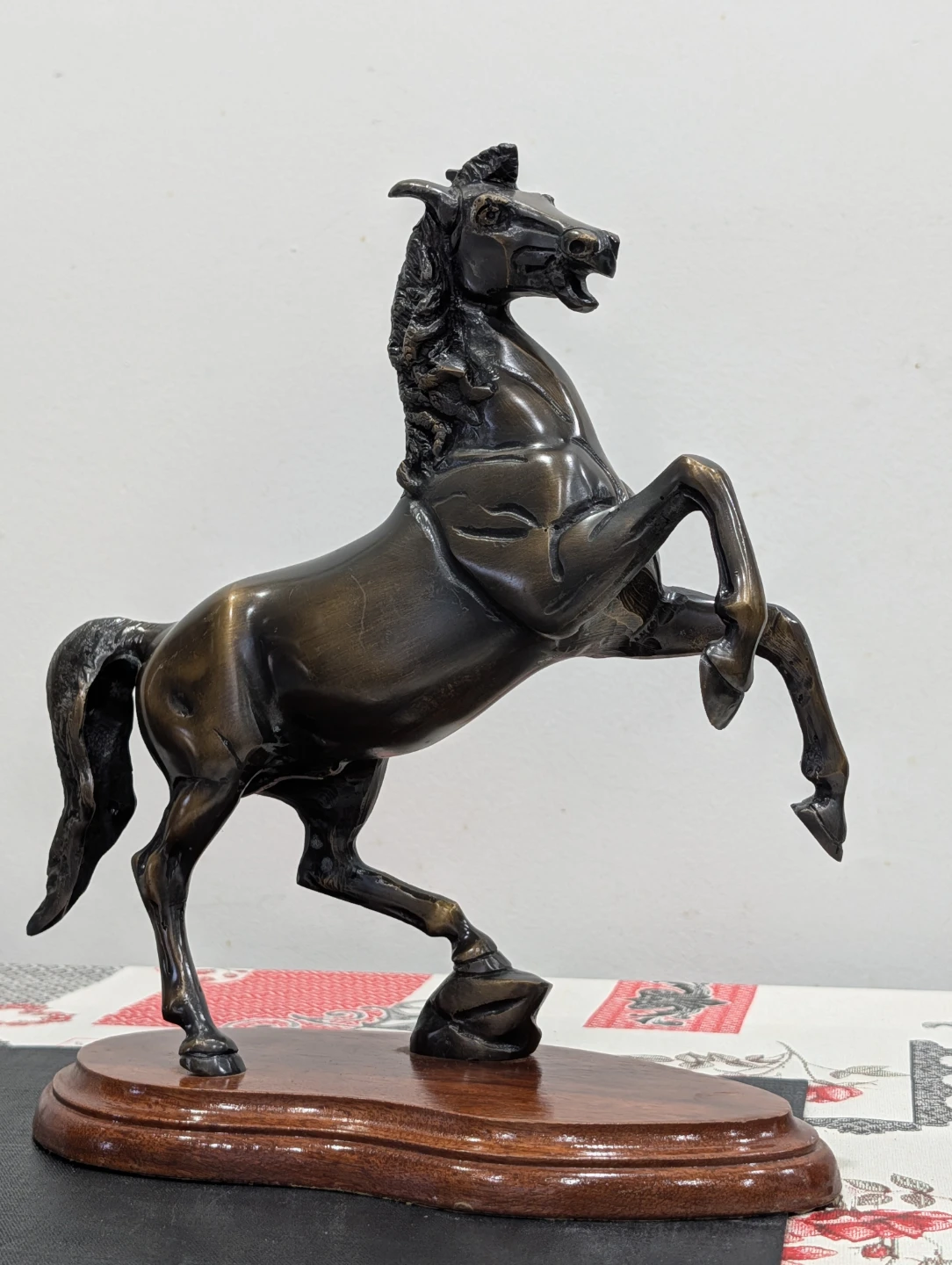 Solid Bronze Rearing Horse Statues (Pair) - photo 3