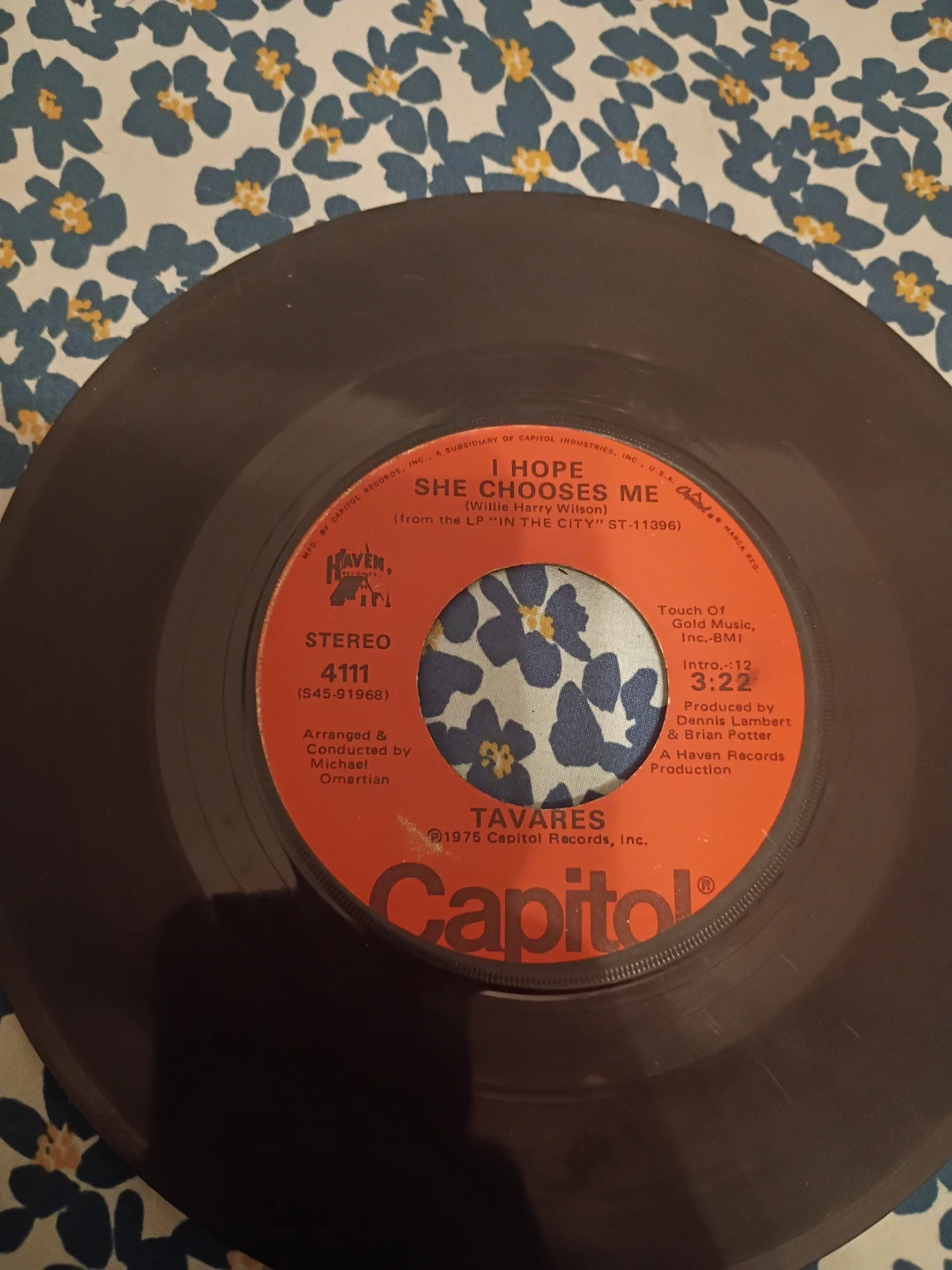 Tavares I Hope She Chooses Me 7" Vinyl Capitol Records 1975