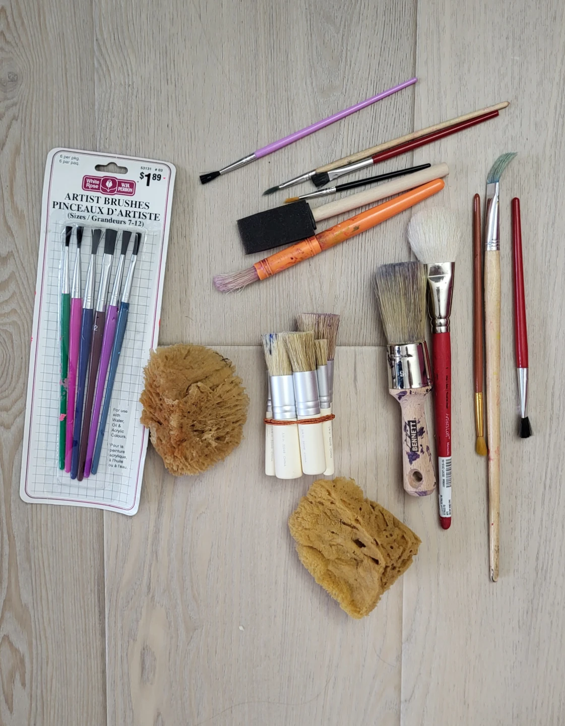Artist Brushes Lot with Sponges + art supplies painting set