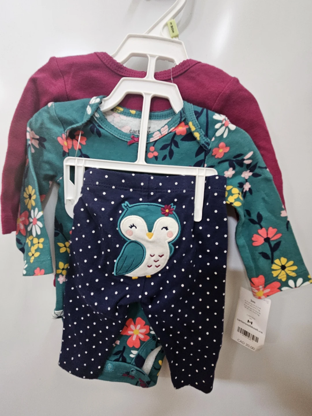 3Month 3 piece Carter's Baby Girl Bodysuit and Pants Set