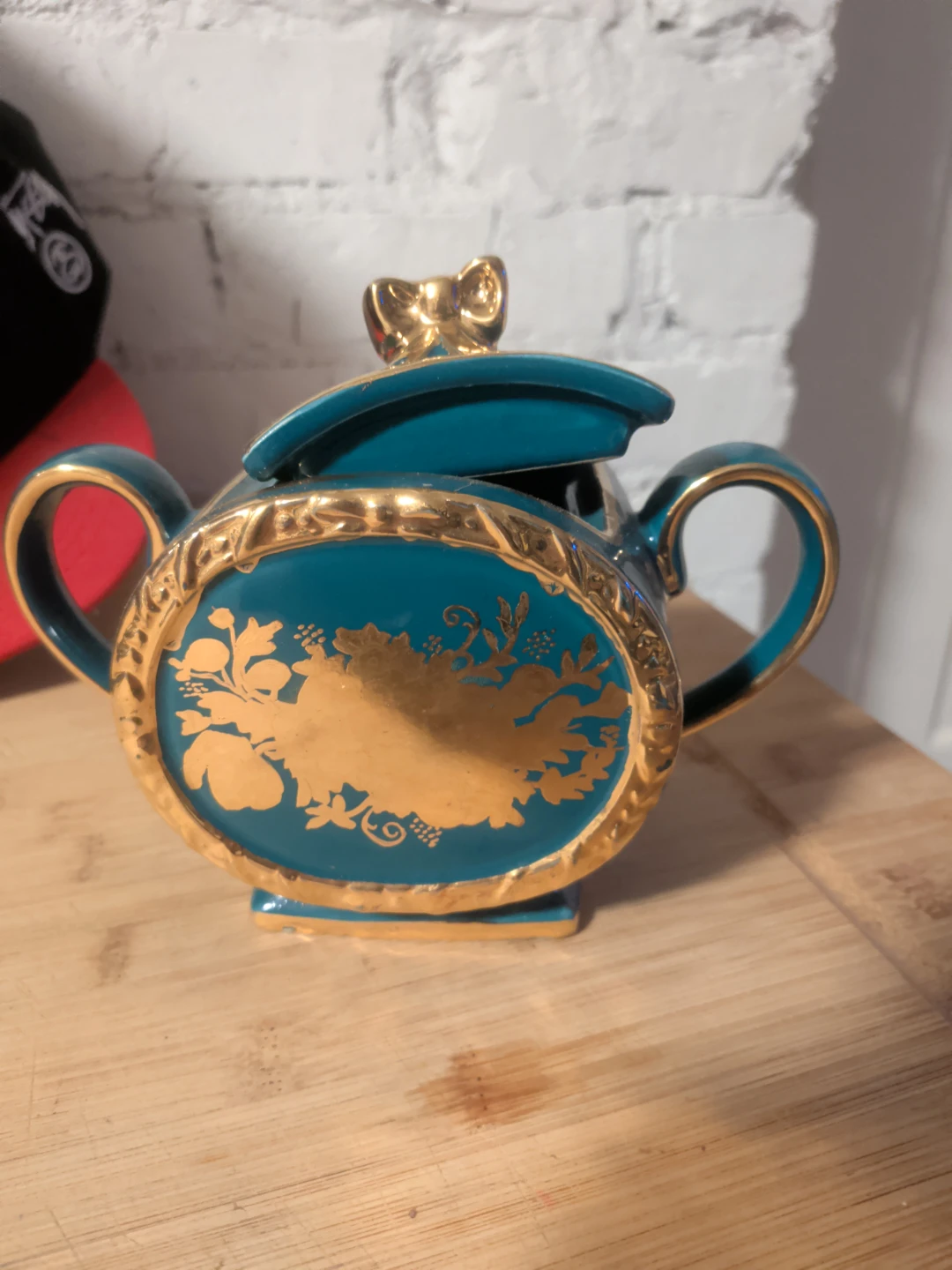 Teal and Gold Decorative Sugar Bowl - photo 2