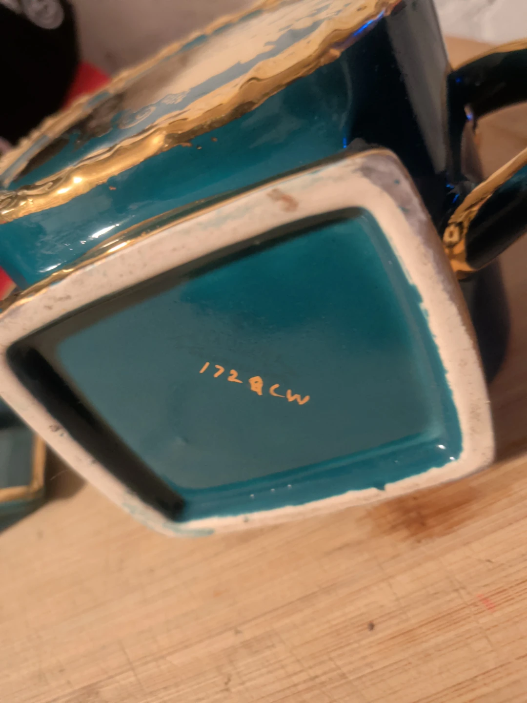 Teal and Gold Decorative Sugar Bowl - photo 3