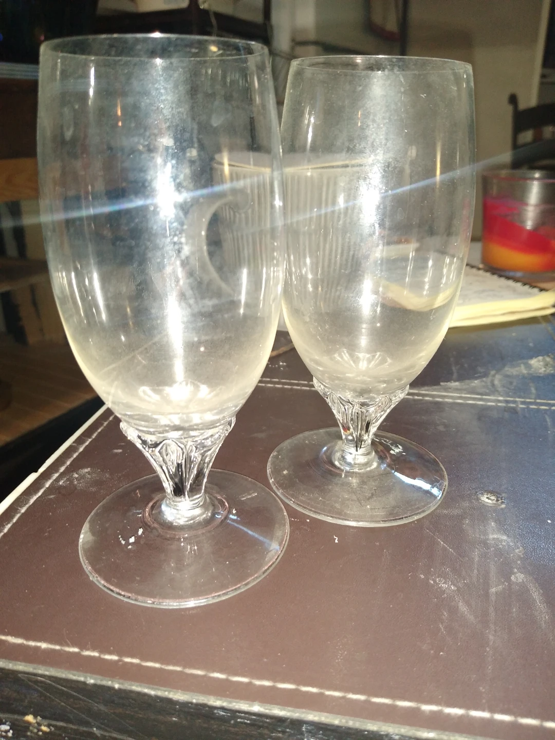 To Balfour Czechoslovakian Crystal champagne flutes