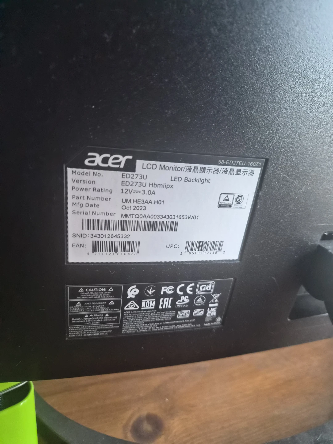 Acer ED273U LCD Monitor - photo 2