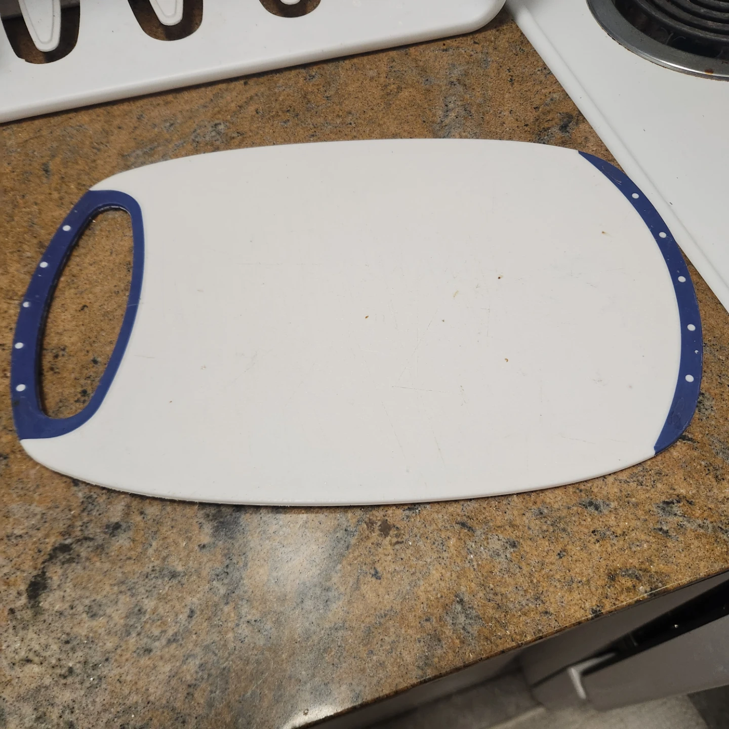 White and Blue Cutting Board