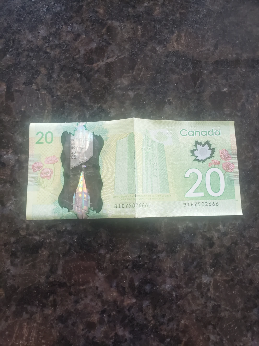 Canadian $20 Bill Serial Number Ending in 666
