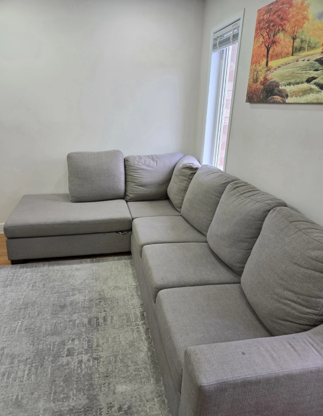Grey 5 seater Sectional Couch with Storage Chaise