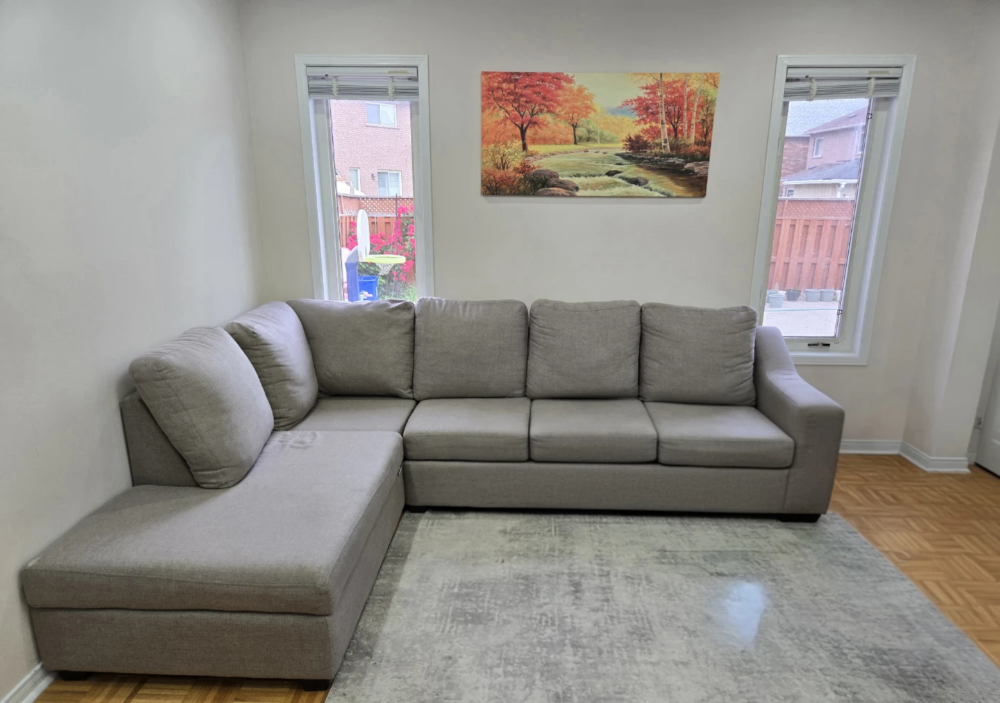 Grey 5 seater Sectional Couch with Storage Chaise - photo 2