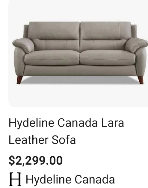 Hydeline Canada Lara Leather Sofa - photo 3