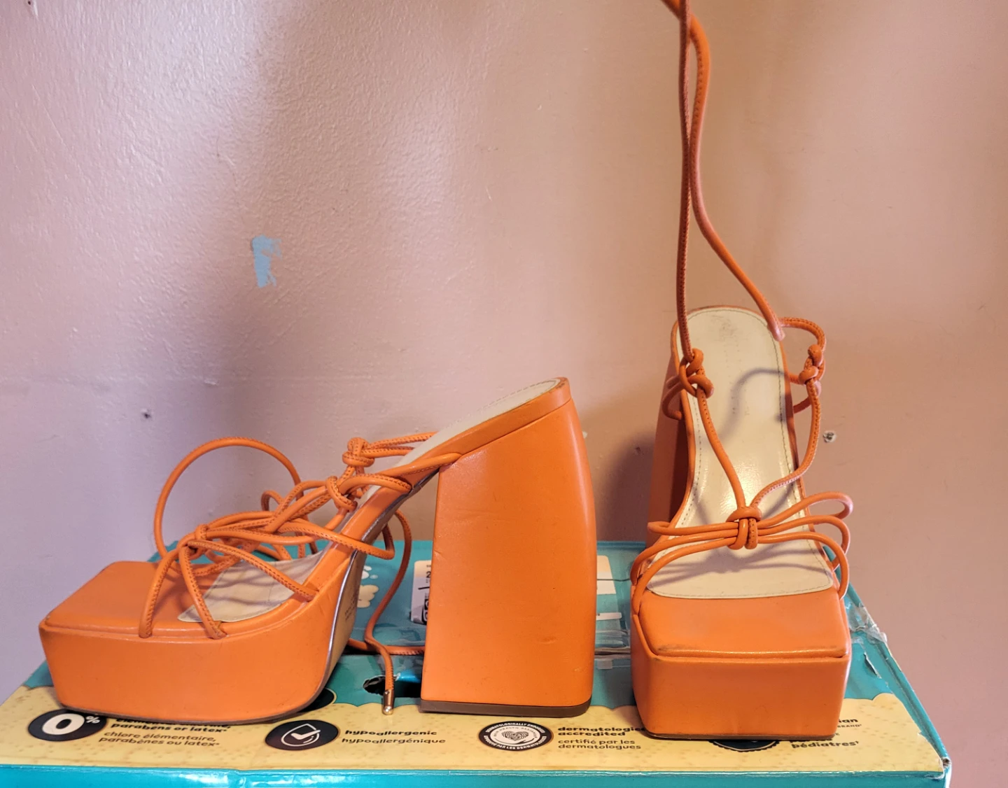 Orange Platform Strappy Heels