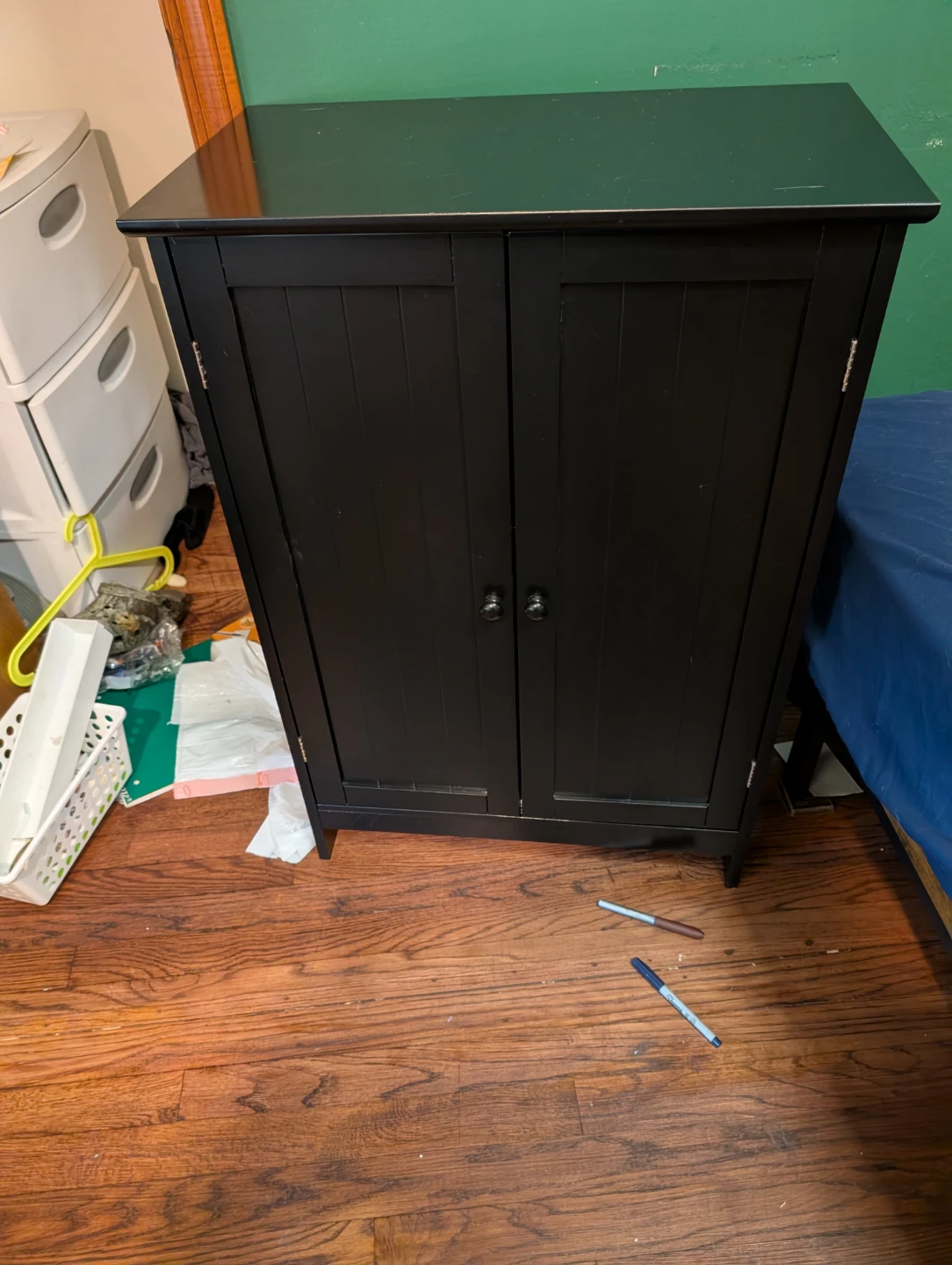 Black Storage Cabinet with Double Doors