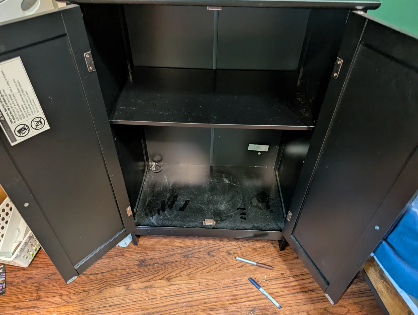 Black Storage Cabinet with Double Doors - photo 2
