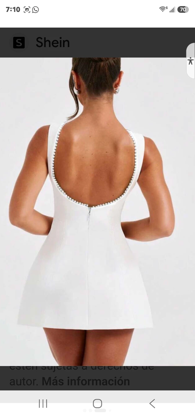 White Sleeveless Dress with Pearl Trim - photo 3