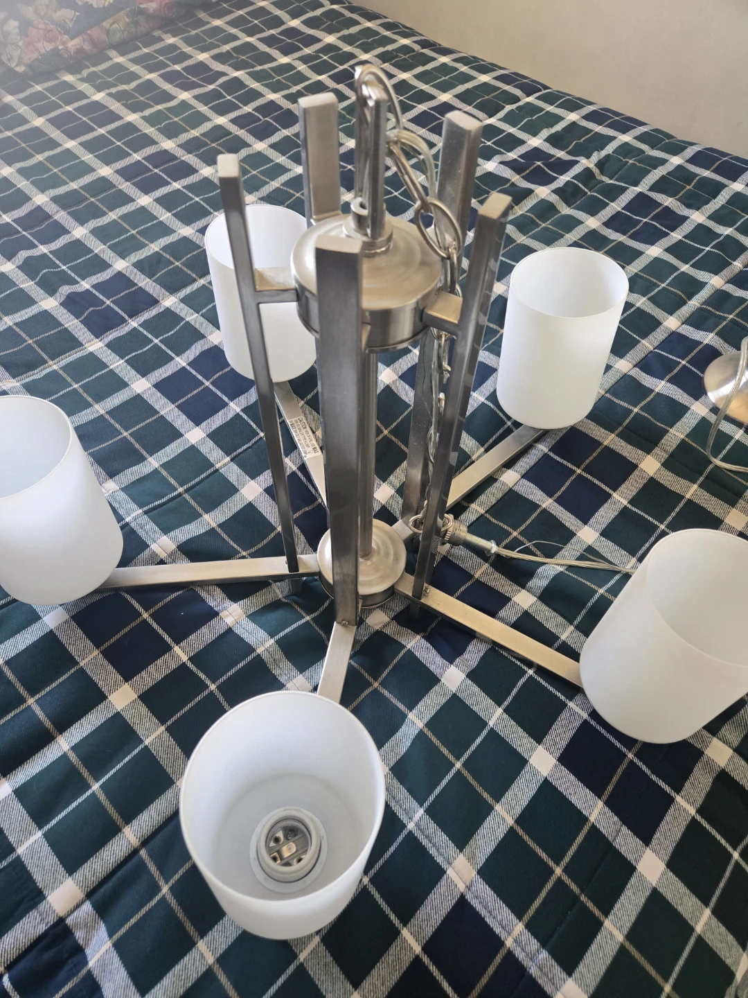 Metal Chandelier Fixture with Frosted Glass Shades - photo 2