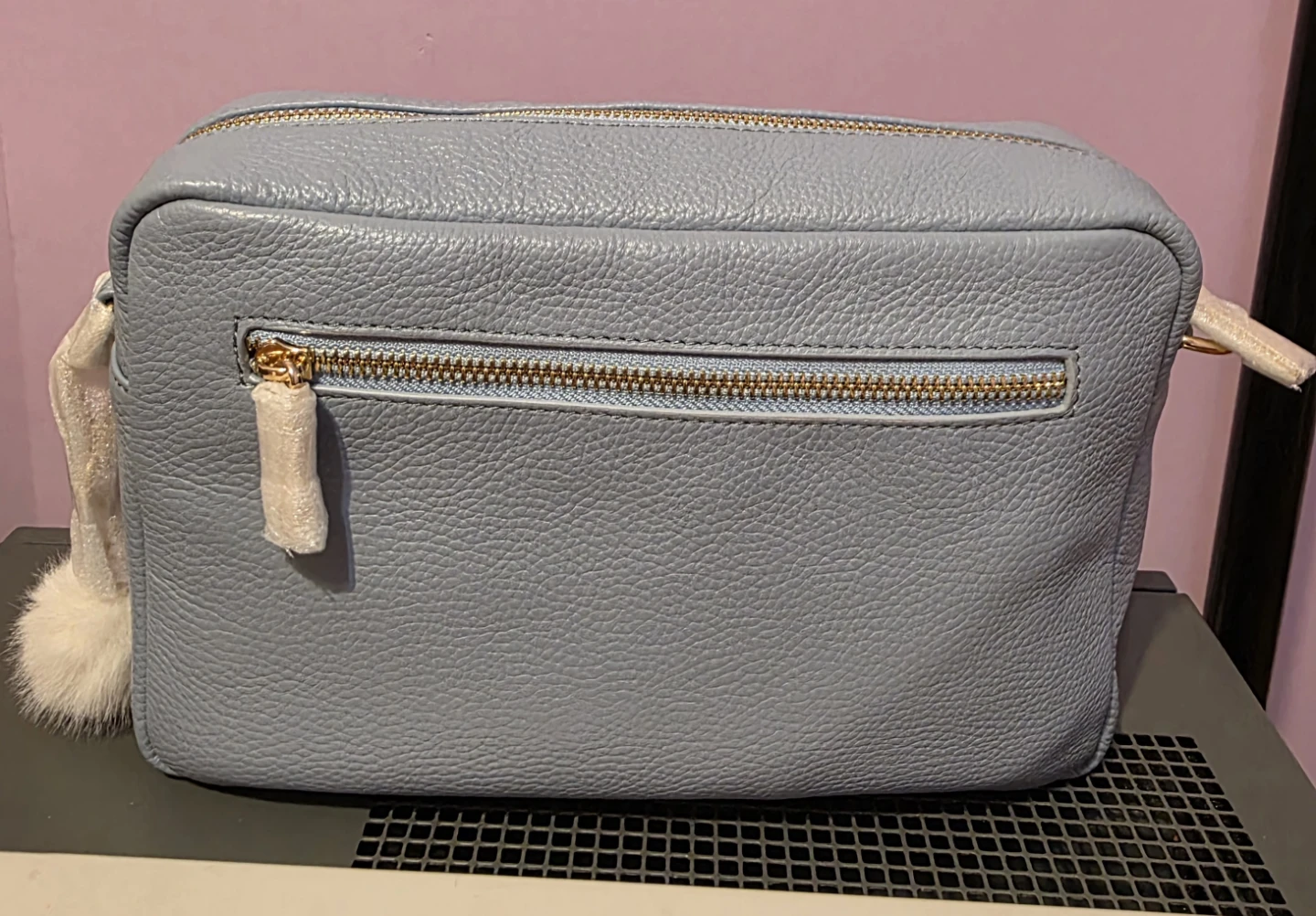 Pom Pom London Light Blue Genuine Leather Crossbody Bag - photo 2