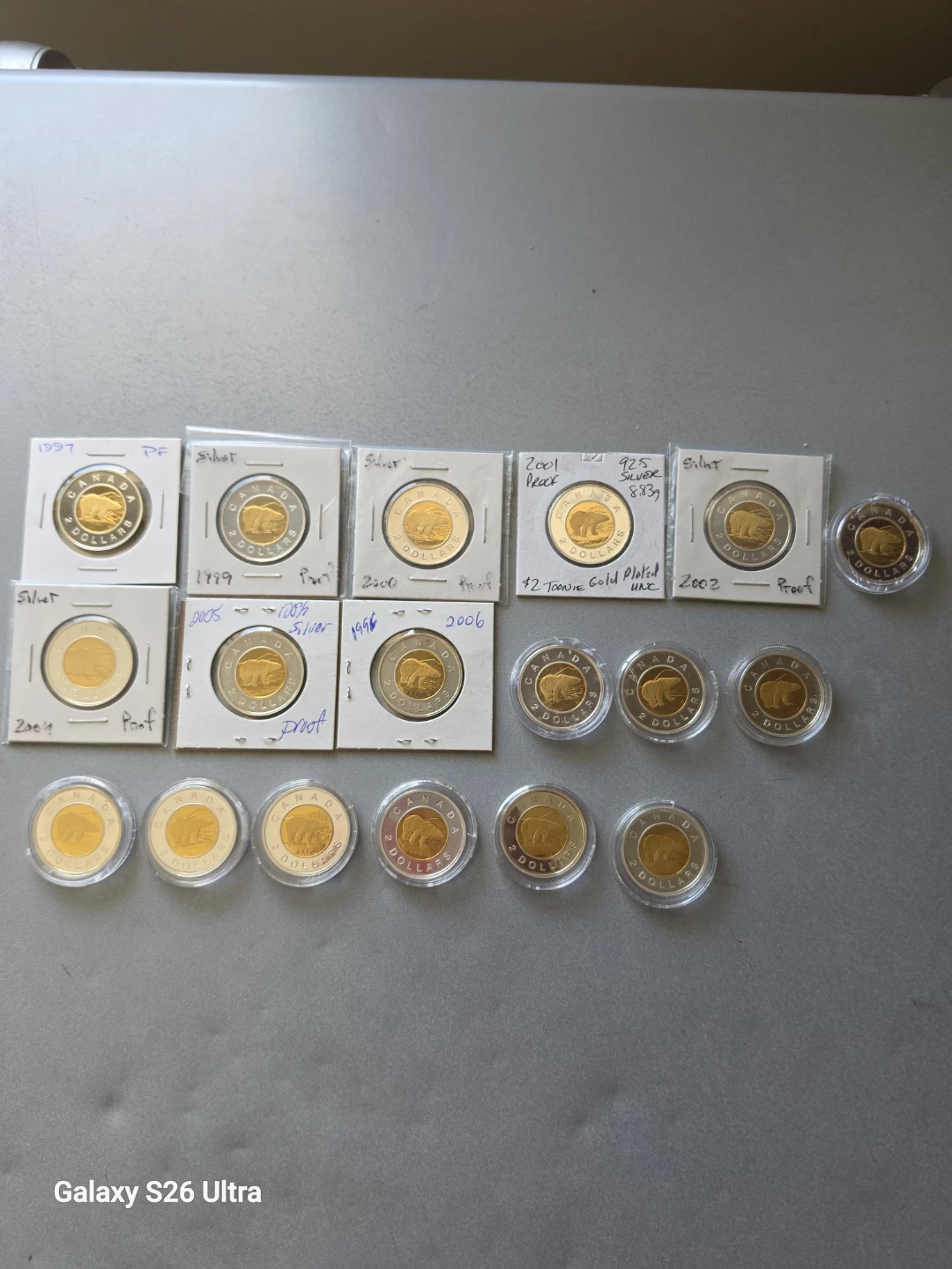 Various Silver Proof Toonies
