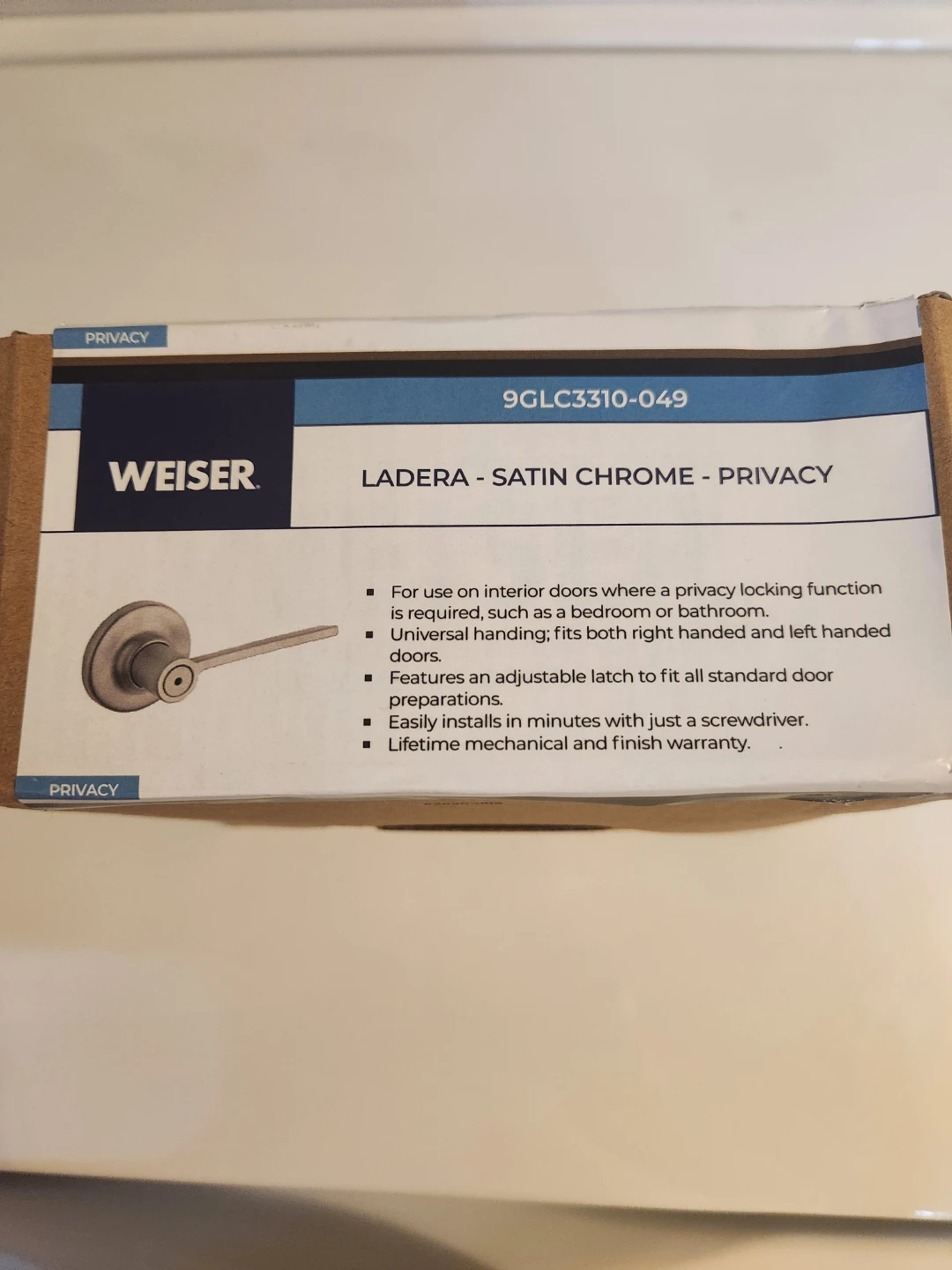 Weiser Ladera Satin Chrome Privacy Door Lever - photo 3